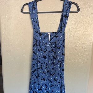 Free People Rosalee Blue Floral Midi Dress